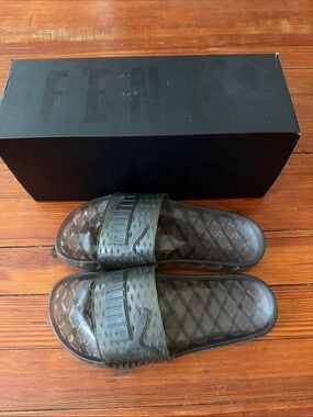 Fenty by Puma Women’s Slip-On Slide Sandals Black Clear Size 8.5